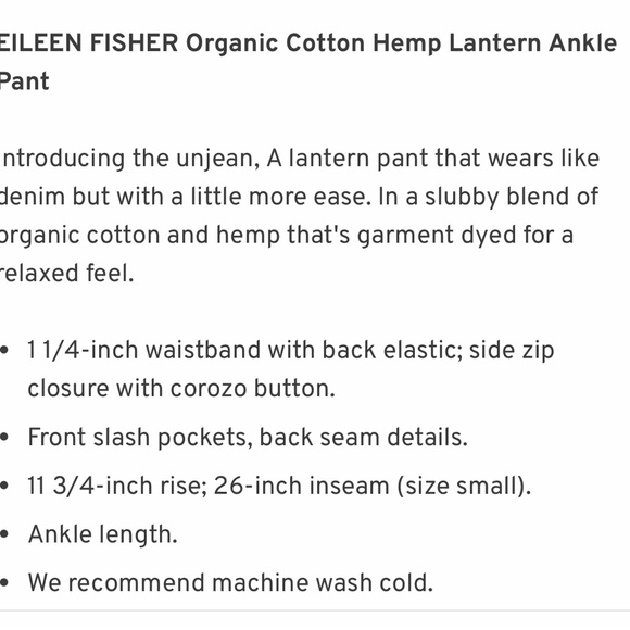Eileen Fisher Organic Cotton Ankle Lantern Pants. New with tags, unopened, white - Picture 3 of 4